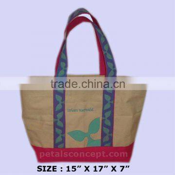 Cotton Fabric Boat Shape Tote Bag for Women Use