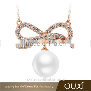OUXI 2016 top quality korean style 18k gold plated butterfly Charm pearl necklace jewelry 11509