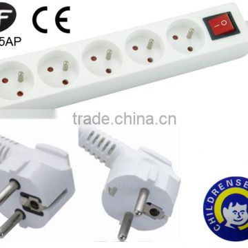 250V French switch Socket 5 outlets with CE NF approved
