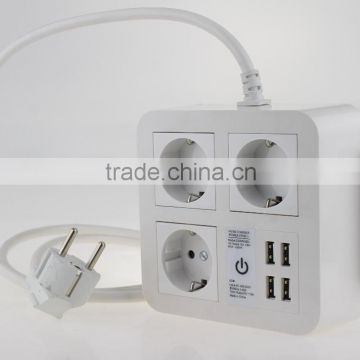 Factory price 4 USB port 3 Eu extension socket
