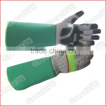 Long Sleeve Synthetic Leather Woman Gardening Promotion Gloves