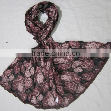 Rayon printed with Lace scarf