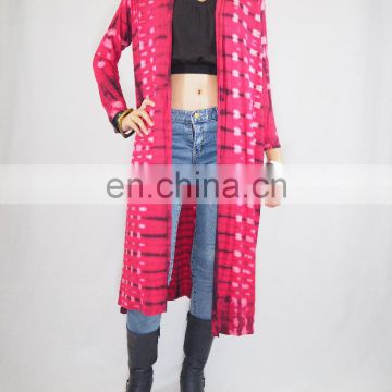 New fashion design long arm kimono red color style tiedye for girls.