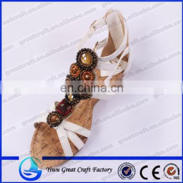 The new Bohemia sandals shoes flower parts manual wear bead flower accessories