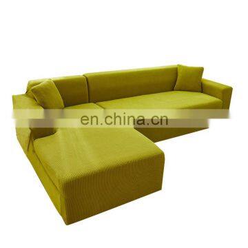 Customized Lace China Hot Sale L Shape Couch Living Room Yellow Sofacover Elastic Stretchable Sofa Cover
