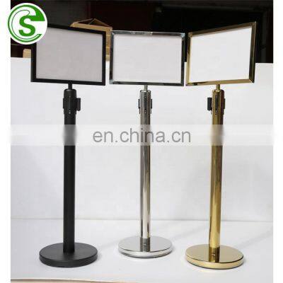 Retractable Belt Barrier Stanchion Top Use A3 A4 Poster Display Sign Frame Holder