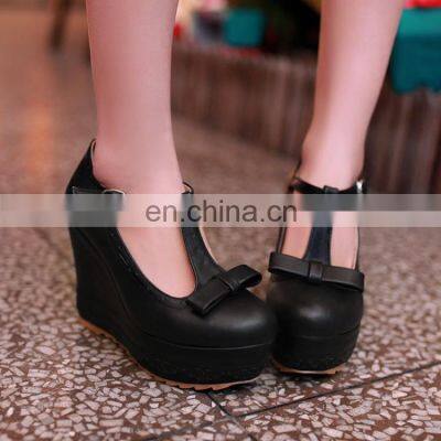 Ladies beautiful handmade women high heel fashion wedges T bar design sandals shoes(also available in leather)