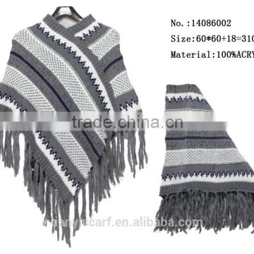 traditional stripes pullover woman shawl winter warm kniting scarf pashmina capes