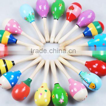 Baby colorful wooden maracas musical toy