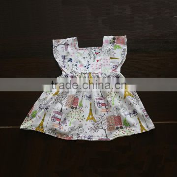 Fashion style girls dress 2016 high quality flutter sleeve dress girl fashion floral baby dress