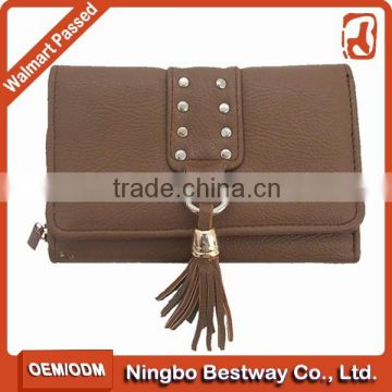 Hot sale fashion woman wallets with tassels leather wallet