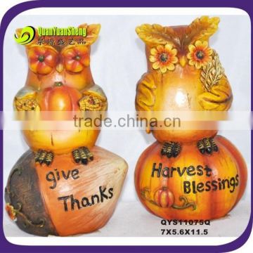 Give thanks decorative harvest polyresin animated owl