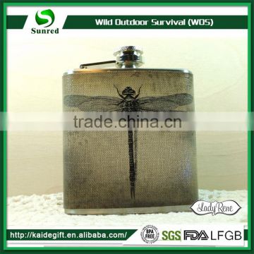 Made In China New Product Water Transfer Decal Metal Antique Hip Flask