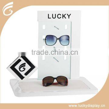 wood counter top sunglass displays