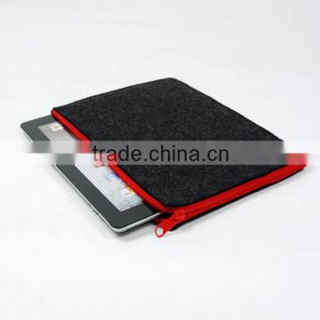 Popular black felt tablet bag,sleeve with red zipper closure ideal for promotion