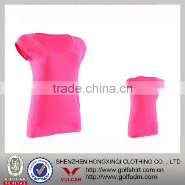 Rose Color Fitted Round Neck Women T Shirts For Home