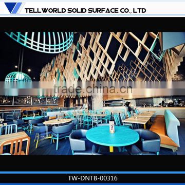 2015 latest fancy design solid surface table top restaurant dining table