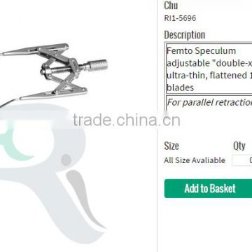 Chu Femto Speculum adjustable "double-x" mechanism ultra-thin, flattened wire blades For parallel retraction