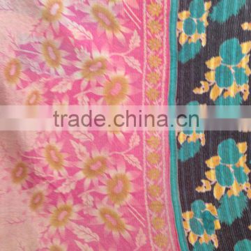 Beautiful floral prints Vintage Kantha quilt Reversible Kantha quilt handmade soft quilt