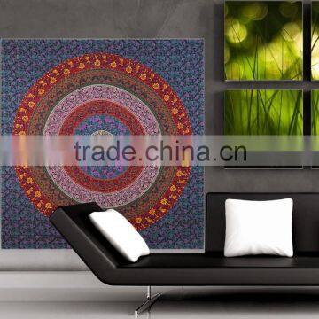 Indian Mandala Round Printed Tapestry Indian Handmade Maroon Floral Screen Print Hippie Tapestry Supplier In India
