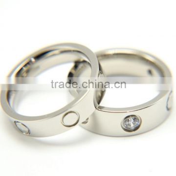 High quality stainless steel brand screw rings with diamond for love