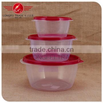 3pcs plastic preservation box/ fressness bowl /crisper mould with red lid