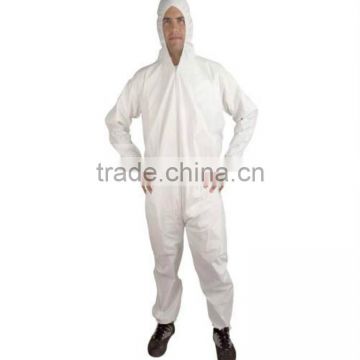 White breathable membrane protective working suit disposable non woven coverall