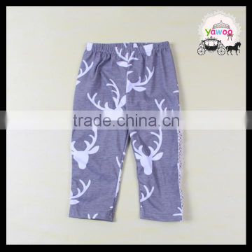 2016 gray deer patters icing leggings boutique cotton girls icing pants wholesale kids leggings