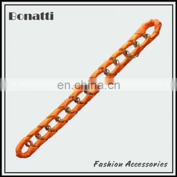 fashion aluminum chain with orange ribbon