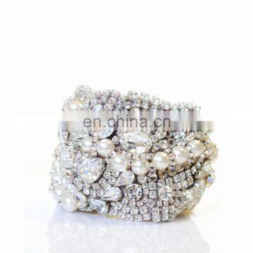 Aidocrystal pearl crystal statement bracelet bridal jewelry hollywood style wedding cuff bangle