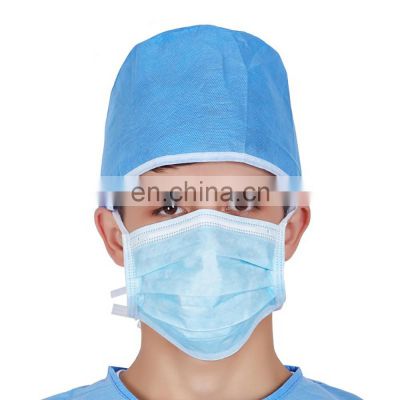 Disposable surgeon adjustable cap with tie surgical hat head cover