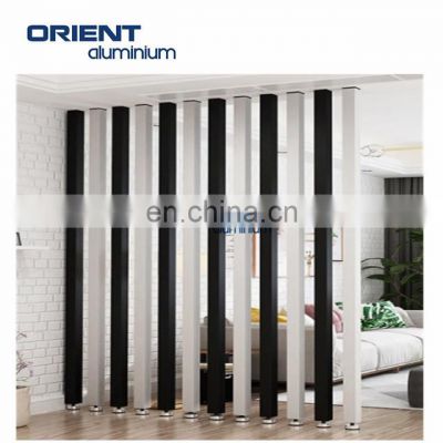 Fashion decoration aluminum vertical black treatment tube divider screen in high quality