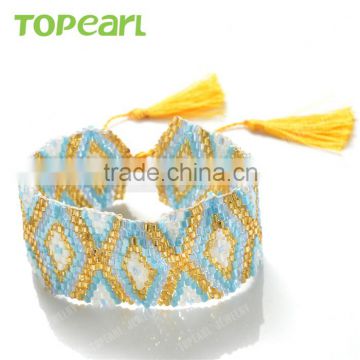Charm Yellow Cotton Tassel Bracelet Seed Bead Bracelet Handmade for Women CLL143