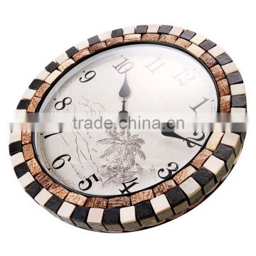 18 Inch Hot Sale Natural Coconut Shell Mosaic Specialty world Clock