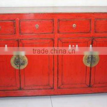 Antique Chinese Red Lacquer Wooden Sideboard
