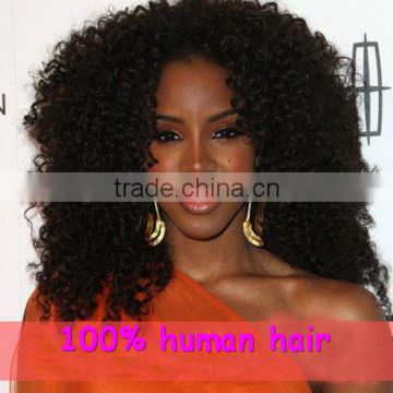 Promotion natural looking jerry curl jet black, Brazilian hair full lace wig