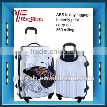 China alibaba 2014 Butterfly girl's ABS/PC hardcase travel trolley luggage / carry-on suitcase