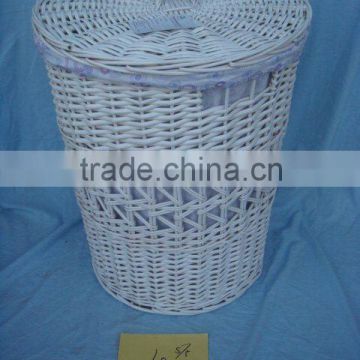 sell white willow laundry basket with cover