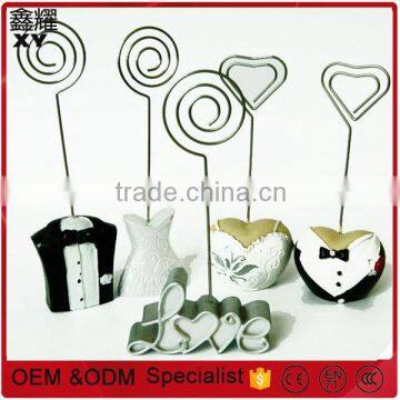 Good quality customer logo wire heart shape memo clips wedding company decoration Promtional gifts