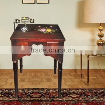 Antique telephone table with handmade flower for home decoration