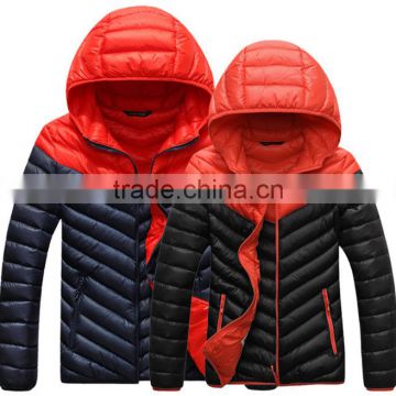 customize fashion women hoody winter warm down jacket/lovers' ladies nylon down feather coat