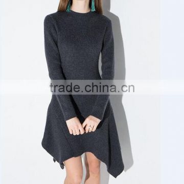 Women's autumn new arrival long sleeve knitted slim fit irregular bottom dress