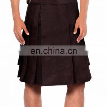 Adjustable Gladiator Style Brown Leather Kilt