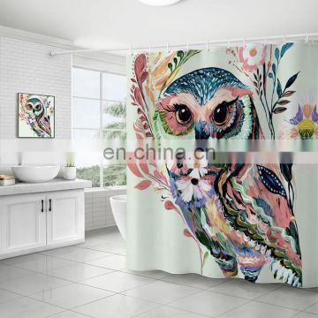 i@home bathroom 4 piece digital custom owl fashion shower curtain printing sets and mats
