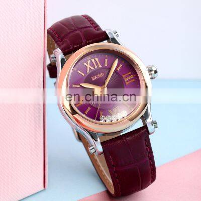 Skmei 9265 Elegant Alloy Watches Lady Leather Quartz Watch For Girls Erkek Kol Saati