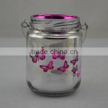Silver plating Hanging glass tea light candle holder with animal decoration                        
                                                Quality Choice