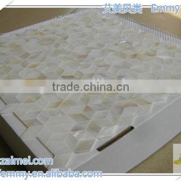 Modest luxury natural seamless rhombus freshwater river shell mosaic wall tile on mesh factory price