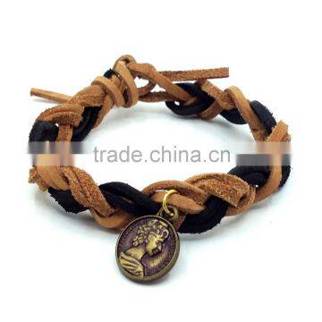 2015 New Arrival Twist customized cow leather anklet