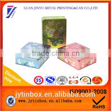 Recyclable feature promotional Customized tin packing box Rectangular tin can box cosmetic package tin can supplier