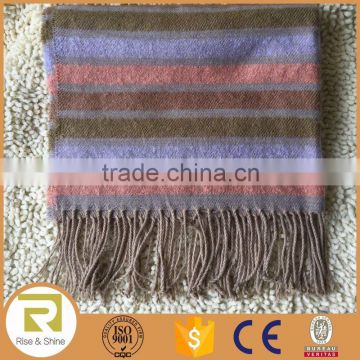 Wholesale 100% Acrylic fancy yarn dyed fringed light brushed shawl scarf